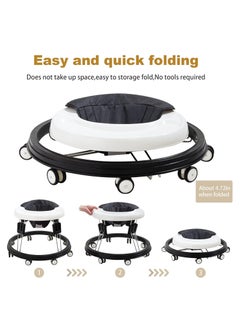 Gonice Baby Walker, Baby Walker Foldable Adjustable Height,Multi-Function Anti-Rollover Toddler Walker,Suitable for All terrains for Baby Boys and Baby Girls 6-18Months 9 Heights Adjustable (Black)  - Image 2
