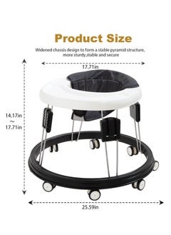 Gonice Baby Walker, Baby Walker Foldable Adjustable Height,Multi-Function Anti-Rollover Toddler Walker,Suitable for All terrains for Baby Boys and Baby Girls 6-18Months 9 Heights Adjustable (Black)  - Image 3