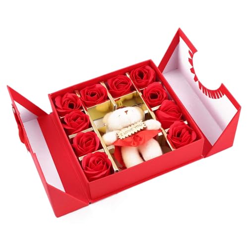 Saugat Traders Birthday Gift for Girlfriend, Boyfriend - Love Gift Box with 10 Red Rose and Small Soft Toy - Valentine Day - Anniversary - Rose Day Gift Set - Image 5