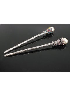 Yueton Pack of 2 Vintage Rhinestone Pearl Hair Stick Vintage Hair Chopsticks Hairpin Chignon Pin (Pink+Colorful)  - Image 2