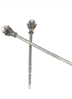 Yueton Pack of 2 Vintage Rhinestone Pearl Hair Stick Vintage Hair Chopsticks Hairpin Chignon Pin (Pink+Colorful)  - Image 1