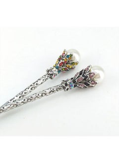 Yueton Pack of 2 Vintage Rhinestone Pearl Hair Stick Vintage Hair Chopsticks Hairpin Chignon Pin (Pink+Colorful)  - Image 4