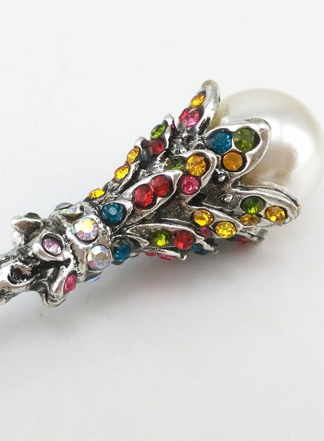 Yueton Pack of 2 Vintage Rhinestone Pearl Hair Stick Vintage Hair Chopsticks Hairpin Chignon Pin (Pink+Colorful) - Image 5
