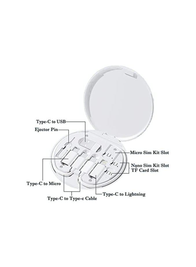 erorex 60W Fast Charge Data Cable Adapter Kit with Storage Box, USB C to Micro USB/Lightning/USB A Conversion Head Adapter, With Sim Card Slot and Sim Card Pin (White) - Image 2