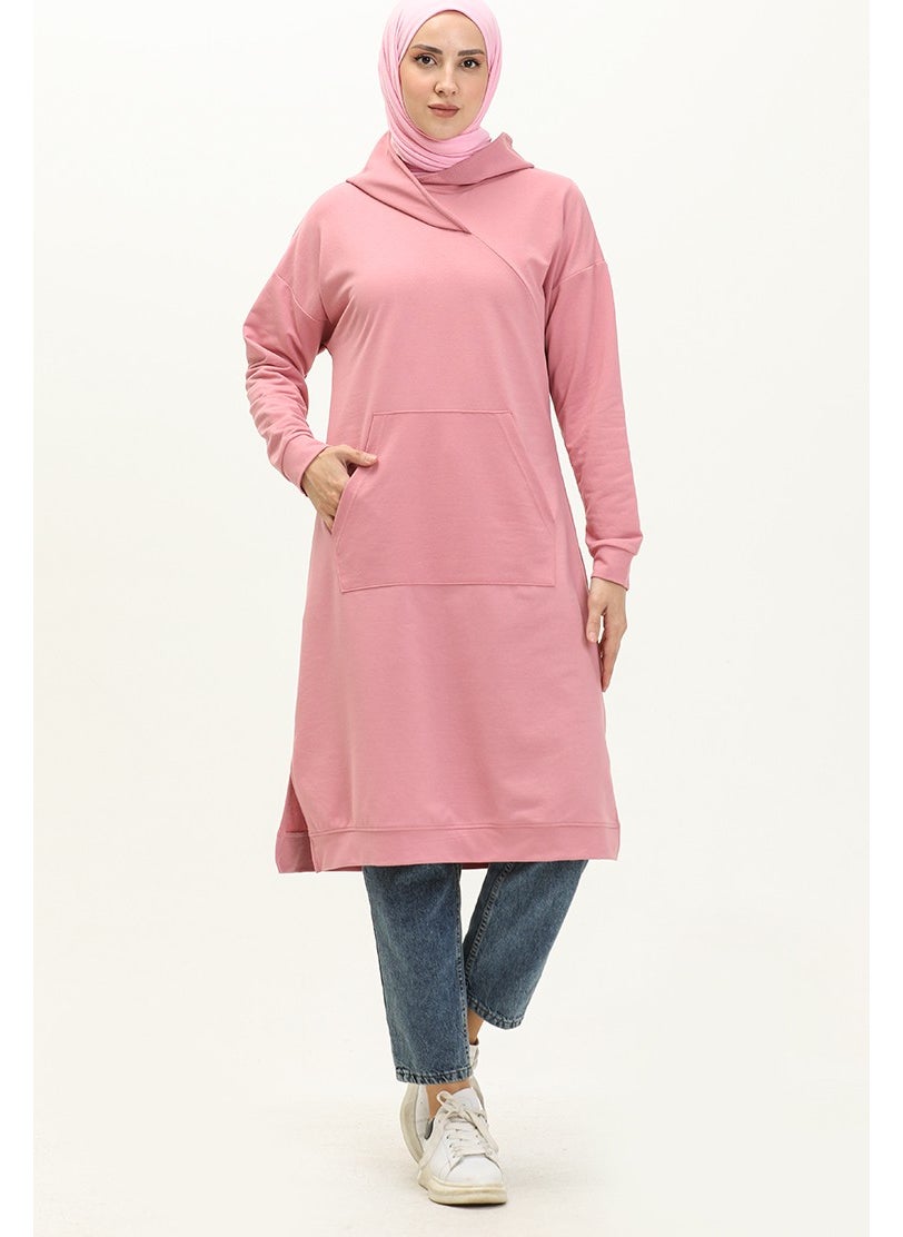 Sefa Merve Kangaroo Pocket Sports Tunic 3032-14 Pink  - Image 2