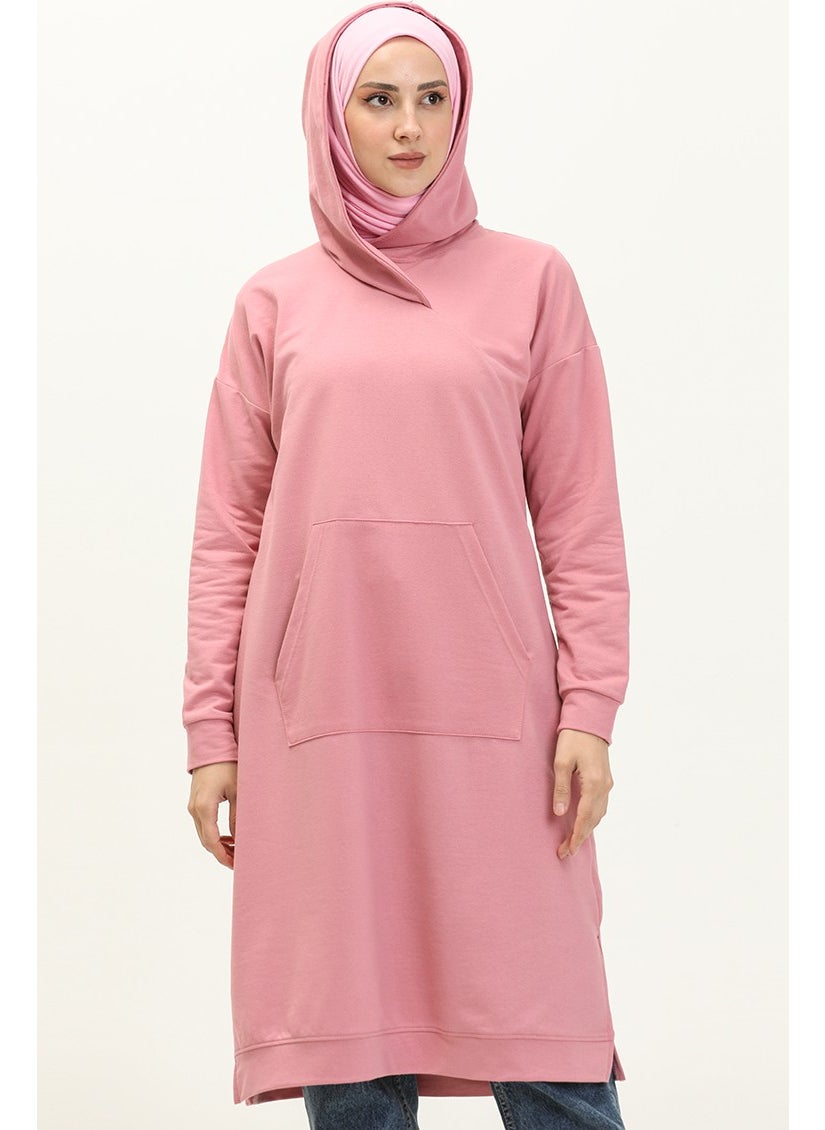Sefa Merve Kangaroo Pocket Sports Tunic 3032-14 Pink  - Image 1