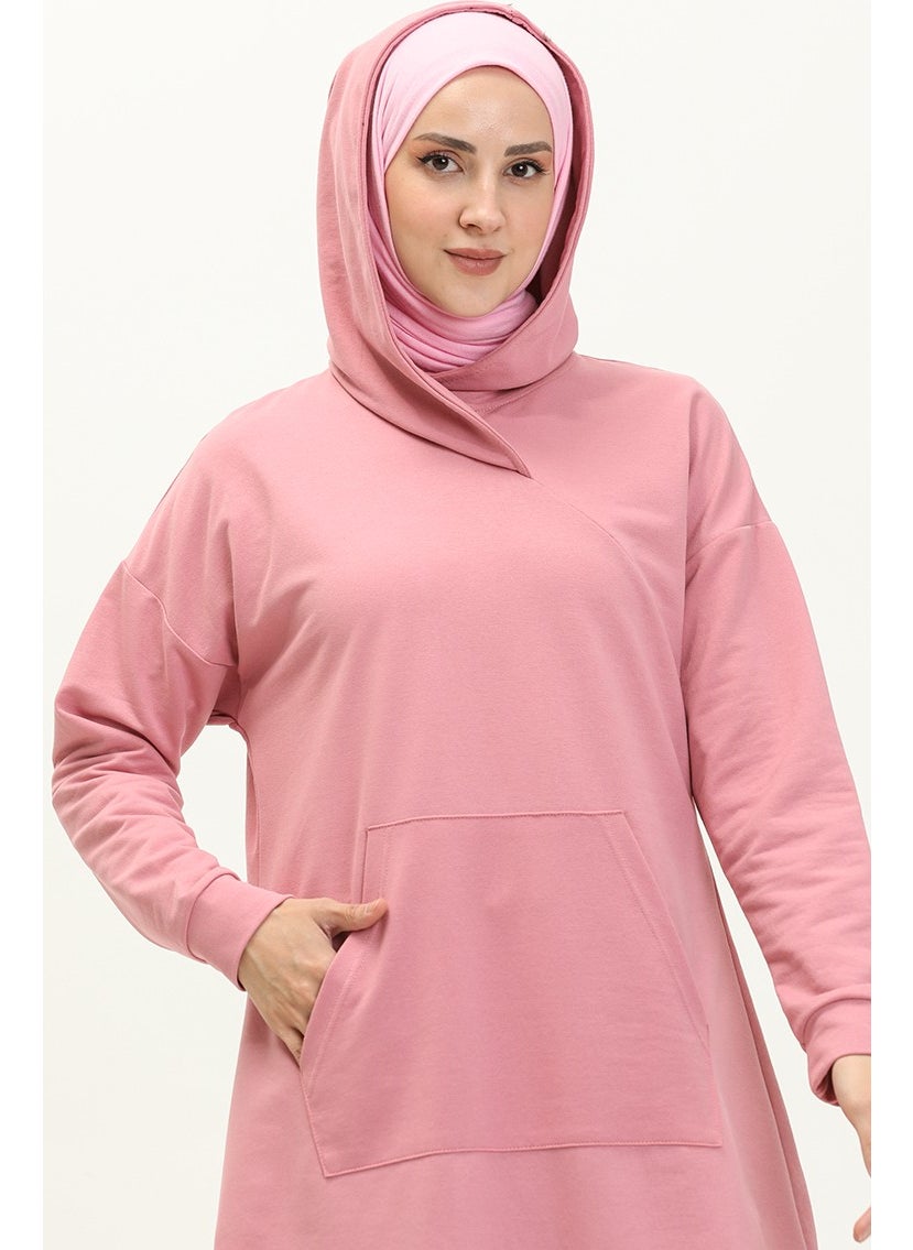Sefa Merve Kangaroo Pocket Sports Tunic 3032-14 Pink  - Image 3