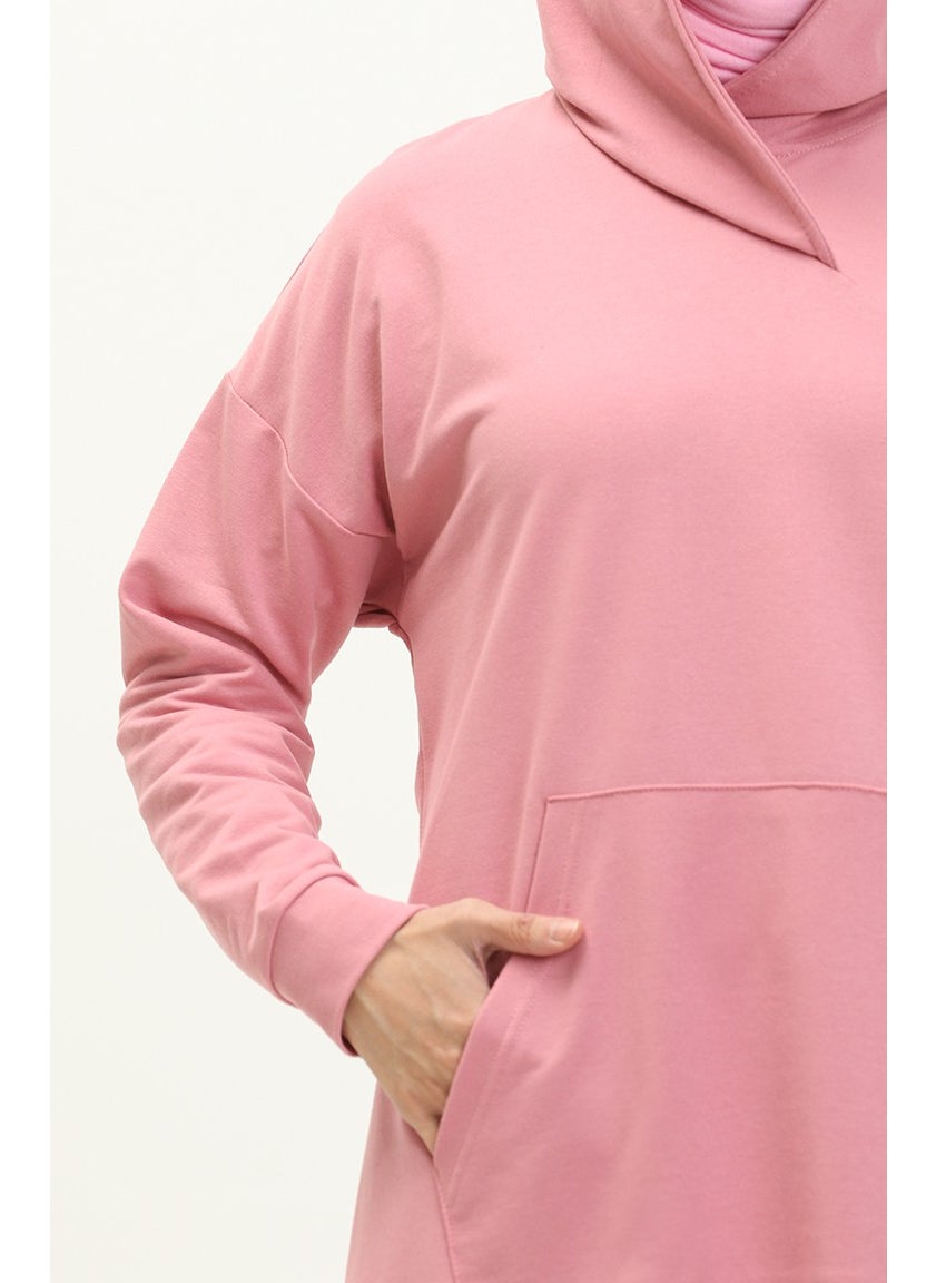 Sefa Merve Kangaroo Pocket Sports Tunic 3032-14 Pink  - Image 4
