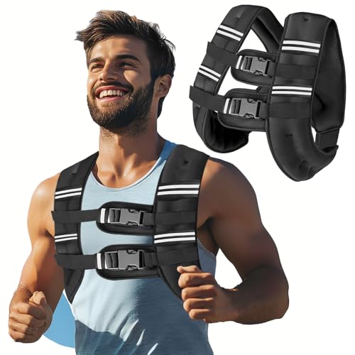 Zikopomi 30Lb Weighted Vest Men, 8lbs/12lbs/16lbs/20lbs/25lbs/30lbs Weight Vest with Reflective Stripes for Workout, Strength Training, Running, Fitness, Muscle Building, Weight Loss, Weightlifting - Image 1