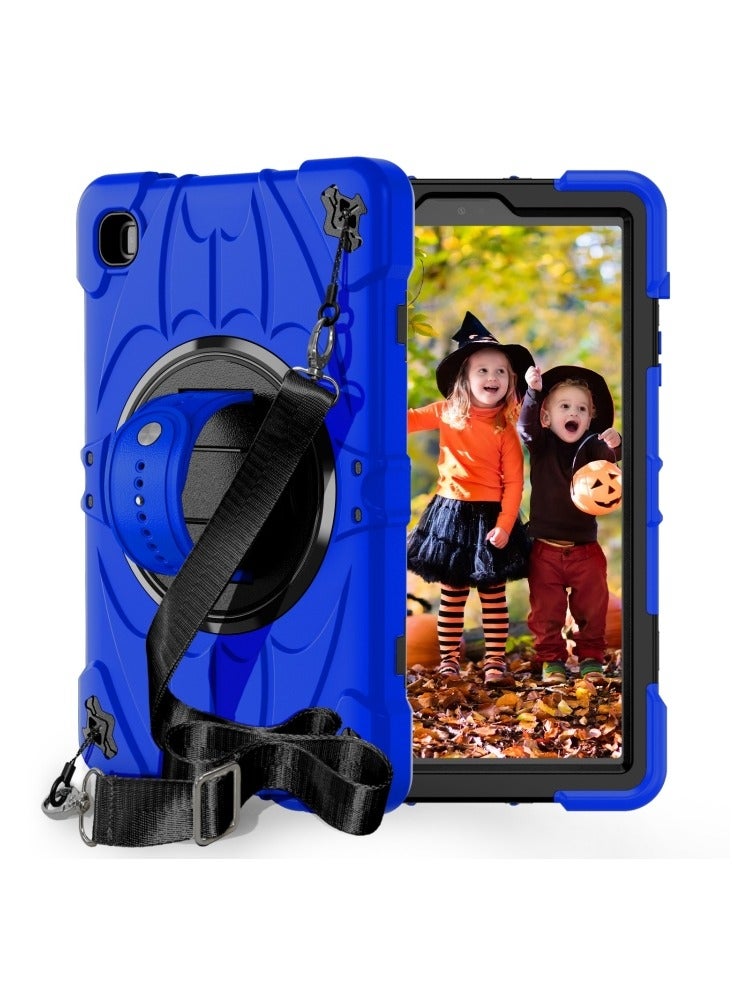 Heavy Duty Shockproof TPU Case Compatible with Samsung Galaxy Tab A7 Lite 8.7 inch 2023 Model Drop Resistant Shockproof Protective Cover with Rotating Kickstand + Handle + Shoulder Strap (Blue with Black) - Image 2