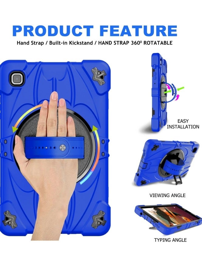 Heavy Duty Shockproof TPU Case Compatible with Samsung Galaxy Tab A7 Lite 8.7 inch 2023 Model Drop Resistant Shockproof Protective Cover with Rotating Kickstand + Handle + Shoulder Strap (Blue with Black) - Image 3