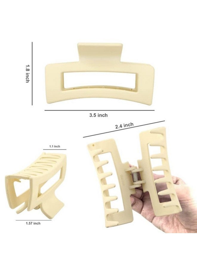 DN Creation Plastic Rectangle Hair Claw Matte Solid Color, Non-Slip Catch Hair Clips Jumbo Hair Styling Accessories - Assorted Color (Pack of 4) - Image 3