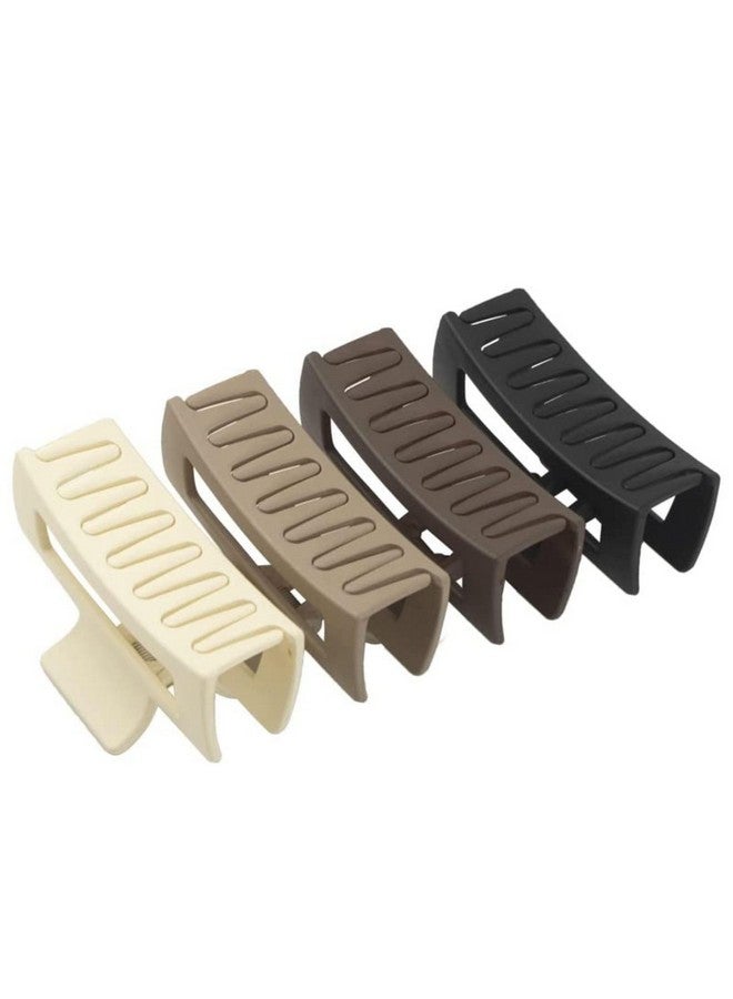 DN Creation Plastic Rectangle Hair Claw Matte Solid Color, Non-Slip Catch Hair Clips Jumbo Hair Styling Accessories - Assorted Color (Pack of 4) - Image 1