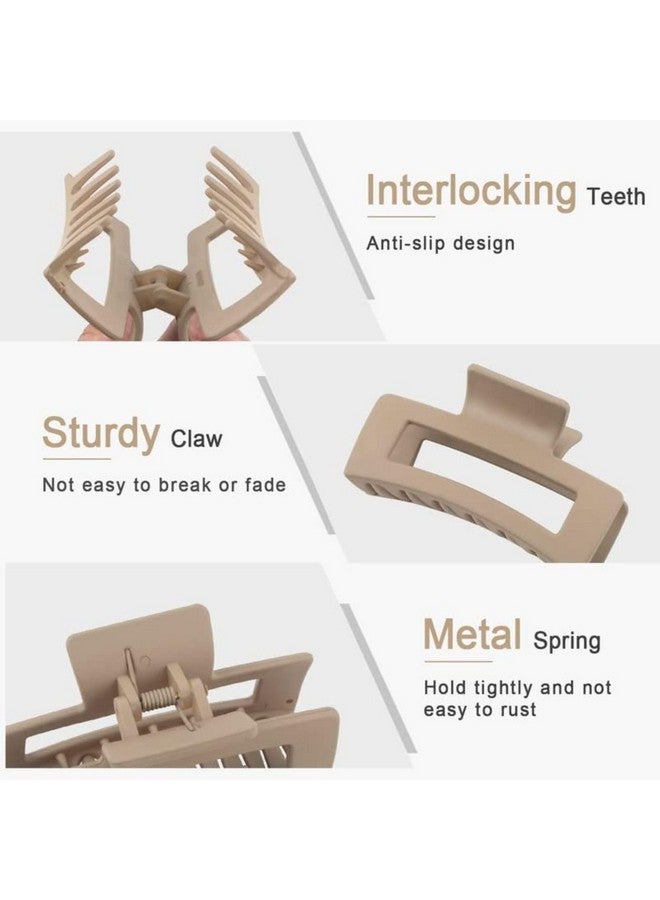 DN Creation Plastic Rectangle Hair Claw Matte Solid Color, Non-Slip Catch Hair Clips Jumbo Hair Styling Accessories - Assorted Color (Pack of 4) - Image 5