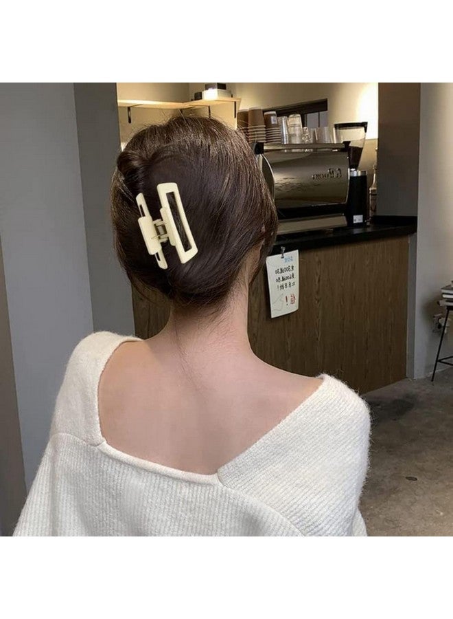 DN Creation Plastic Rectangle Hair Claw Matte Solid Color, Non-Slip Catch Hair Clips Jumbo Hair Styling Accessories - Assorted Color (Pack of 4) - Image 2