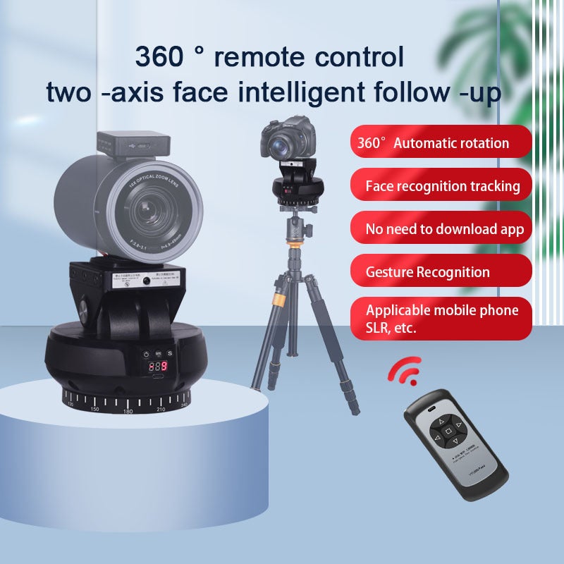ANDOER YT1200 Face Motorized Pan Tilt Head 2-axis Panoramic Head AI Smart Face Tracking 360° Rotation Panoramic Tripod Head Wireless Remote Control 9 Levels Adjustable Speed 1kg Load Capacity with - Image 4