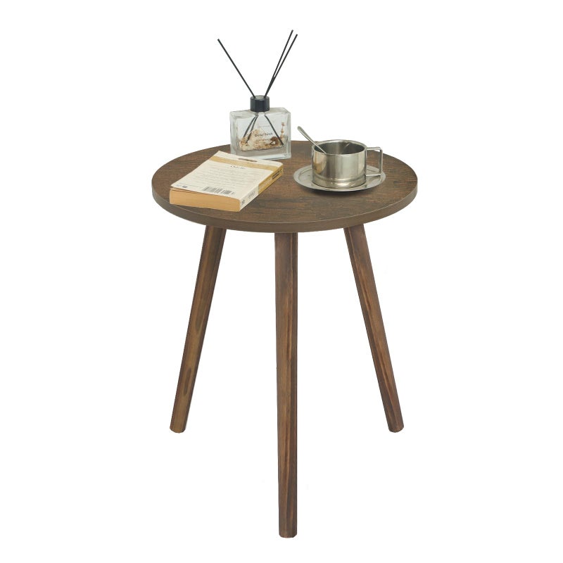 AWASEN Round Side Table, Small End Table for Living Room, Modern Wood Accent Coffee Side Table with Wood Legs for Small Space, Easy Assembly, Rustic Brown - Image 2
