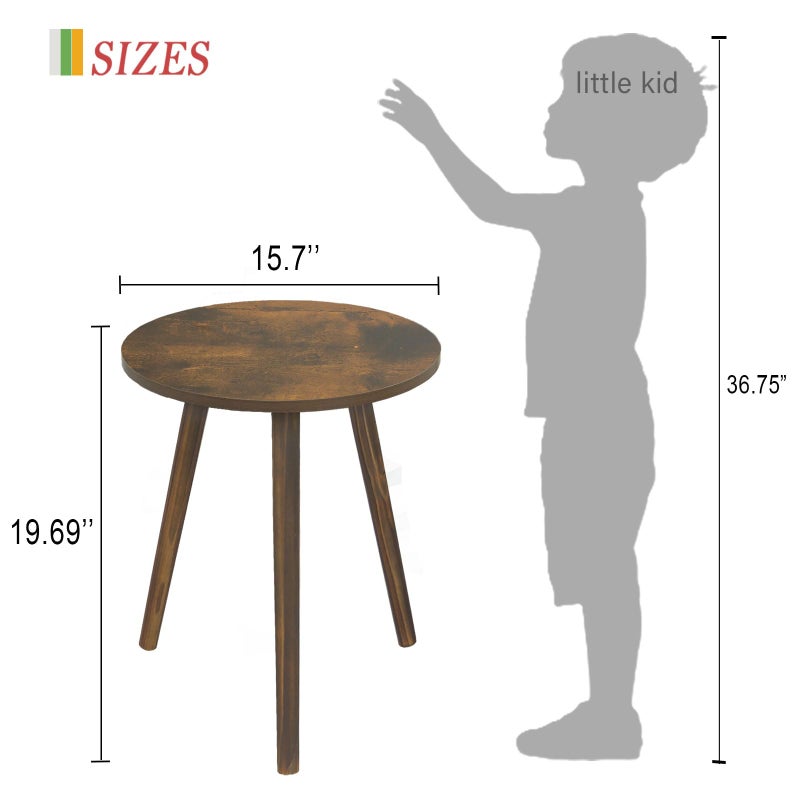 AWASEN Round Side Table, Small End Table for Living Room, Modern Wood Accent Coffee Side Table with Wood Legs for Small Space, Easy Assembly, Rustic Brown - Image 4