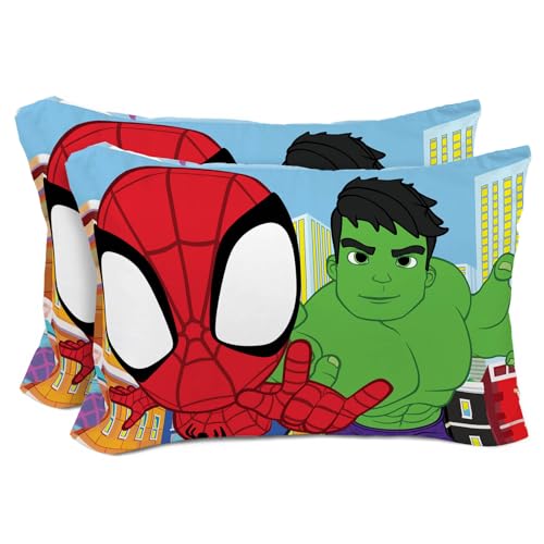 Sunny Side Up Marvel Spidey & His Amazing Friends 2 Pack Reversible Pillowcases - Double Sided Pillow Covers Features Spiderman, Ghost Spider & Miles Morales, Kids Super Soft Superhero Bedding - Image 1