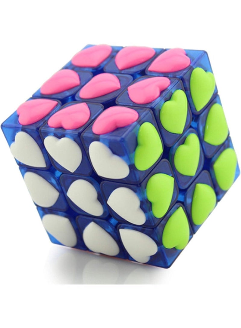 YJ Love Cube Transparent Blue 3x3 Heart Puzzle – Unique Romantic Speed Cube with Smooth Turning and Collectible Design - Image 2
