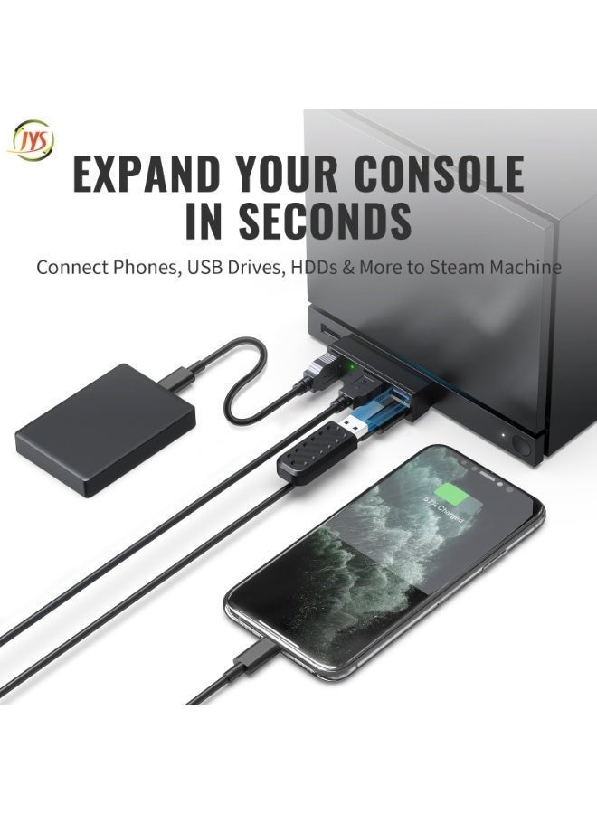 JYS A universal hub compatible with multiple platforms, including Steam Machines, PS5, PCs and laptops. With ultra-fast 5 Gbps transfer speeds—up to 10 times faster than USB 2.0—it is ideal for gaming peripherals, storage and file transfers. - Image 4