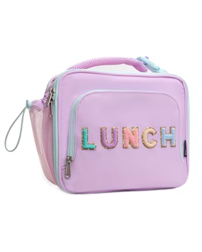 Amersun Kids Insulated Lunch Box- Water-Resistant, Reusable Cute Lunch Tote Bag with Water Bottle Holder & Multi-Pocket-Ideal for Ages 3+ Girls,School,Travel-Light Purple - Image 1