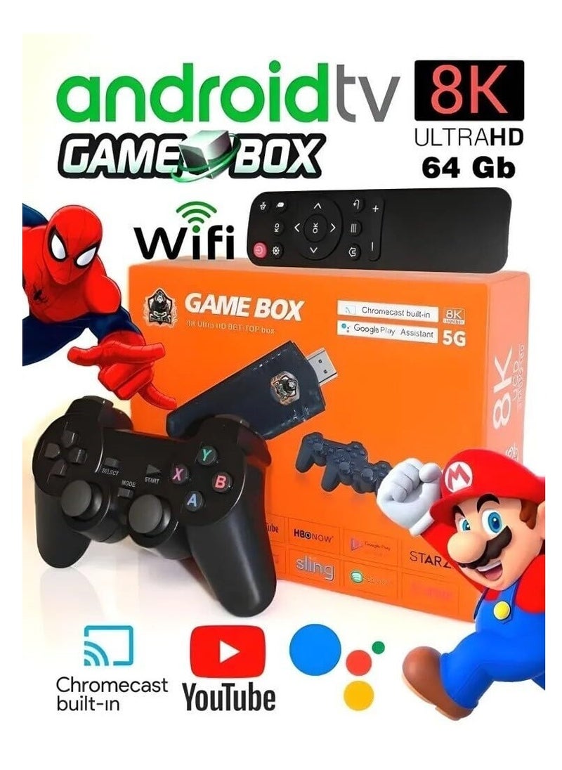 ELTRAZONE - Compact Mini 8K Retro Games Stick with Offering A Collection of 10,000 Classic Video Games, Paired with A 2.4G Wireless Controller and Dual System Compatibility - Image 1