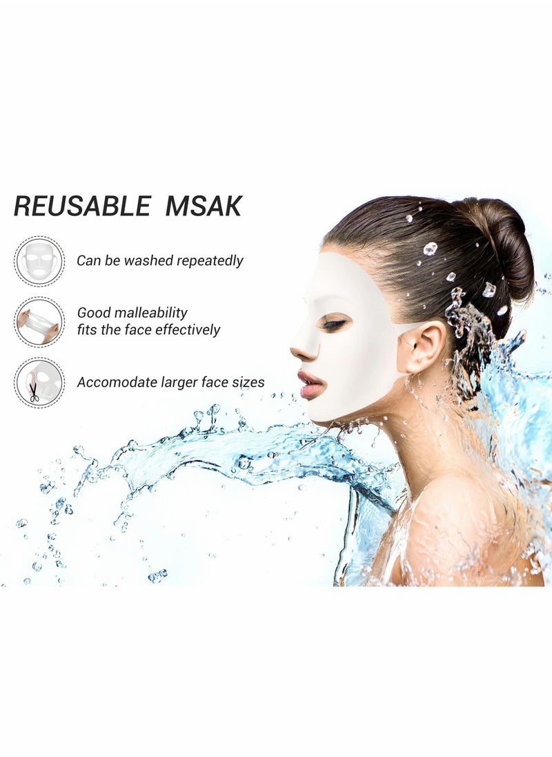 Excefore - Silicone Face Wrap 5 PCS Reusable Silicone Face Mask Holder for Sheet Masks, Moisturizing Facial Mask Cover Prevent Evaporation Beauty Face Tool Travel Pouch Included - Image 1
