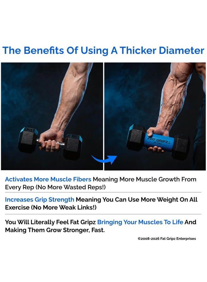 FAT GRIPZ Pro - The Simple Proven Way to Get Big Biceps & Forearms Fast - at Home Or in The Gym (Winner of 3 Men's Health Magazine Awards) (2.25” Outer Diameter) - Image 4