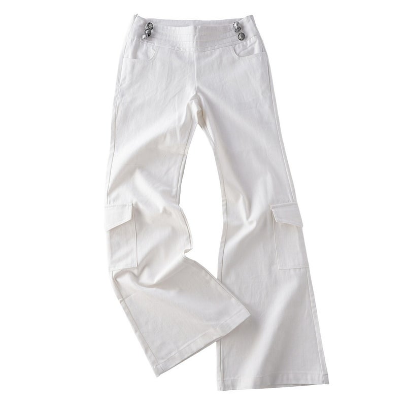 Pokiovo American Retro Metal Low Waist Flared Cargo Pants - Image 4