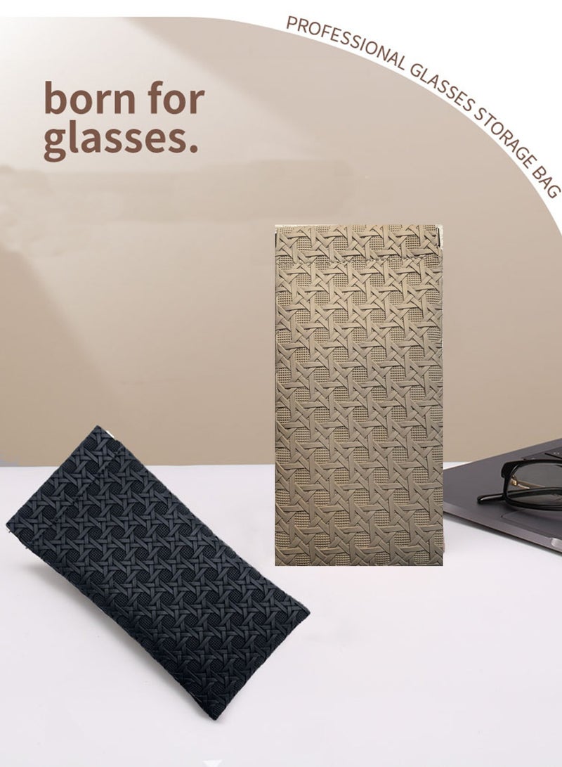 .حقائب نظارات 2 قطعة، كيس PU الناعم للنظارات الشمسية، حقيبة مستطيلة مزخرفة بخيوط العنب، علبة لتقديم الإطارات البصرية والنظارات، حقيبة نظارات عالمية للرجال والنساء والأطفال، هدية مثالية لحقيبة متعددة الاستخدامات.