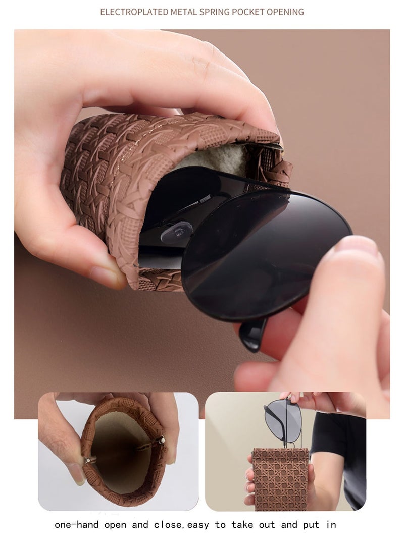 .حقائب نظارات 2 قطعة، كيس PU الناعم للنظارات الشمسية، حقيبة مستطيلة مزخرفة بخيوط العنب، علبة لتقديم الإطارات البصرية والنظارات، حقيبة نظارات عالمية للرجال والنساء والأطفال، هدية مثالية لحقيبة متعددة الاستخدامات.