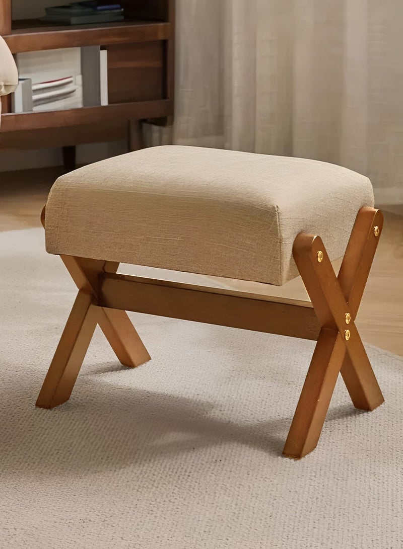 والالا مسند قدم خشبي متعدد الوظائف قابل للطي، مسند قدم عثماني، مسند قدم تحت المكتب، مقعد لتغيير الأحذية مع وسادة قدم ناعمة قابلة للإزالة، مقعد مدخل للمنزل والمكتب - Image 1