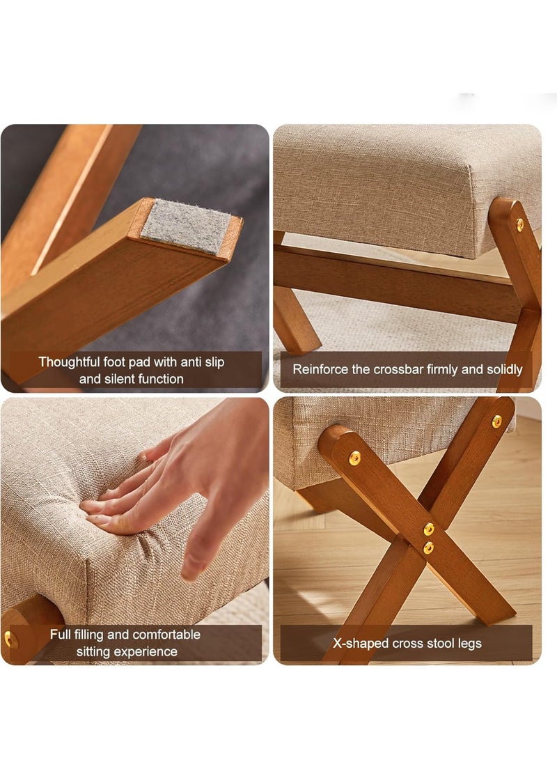 والالا مسند قدم خشبي متعدد الوظائف قابل للطي، مسند قدم عثماني، مسند قدم تحت المكتب، مقعد لتغيير الأحذية مع وسادة قدم ناعمة قابلة للإزالة، مقعد مدخل للمنزل والمكتب - Image 3