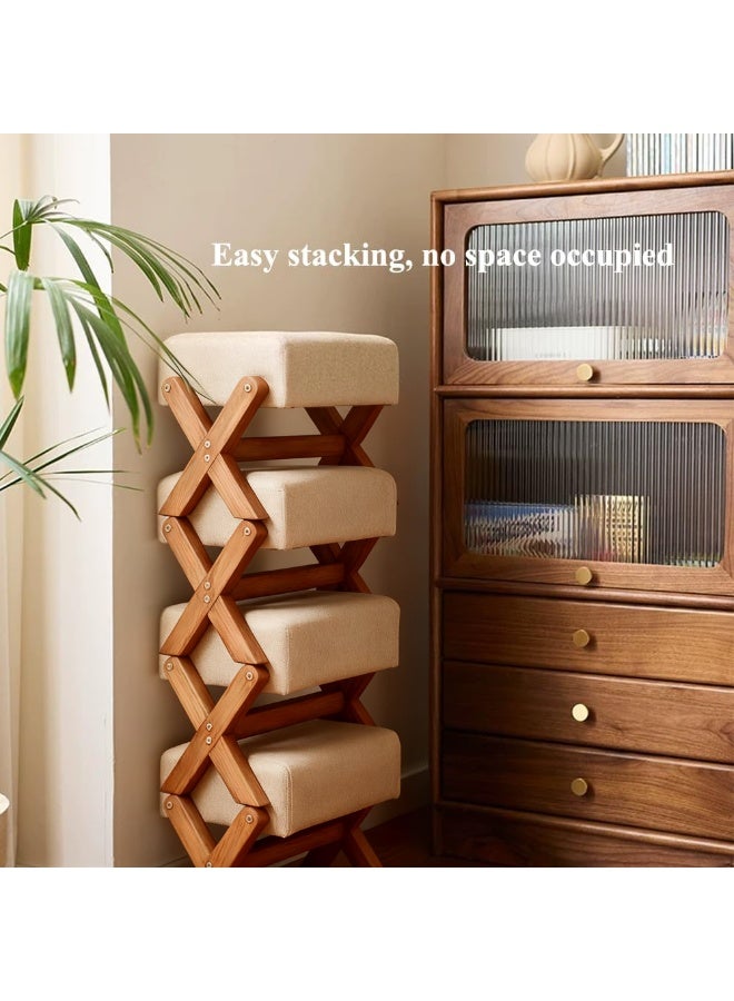 والالا مسند قدم خشبي متعدد الوظائف قابل للطي، مسند قدم عثماني، مسند قدم تحت المكتب، مقعد لتغيير الأحذية مع وسادة قدم ناعمة قابلة للإزالة، مقعد مدخل للمنزل والمكتب - Image 5