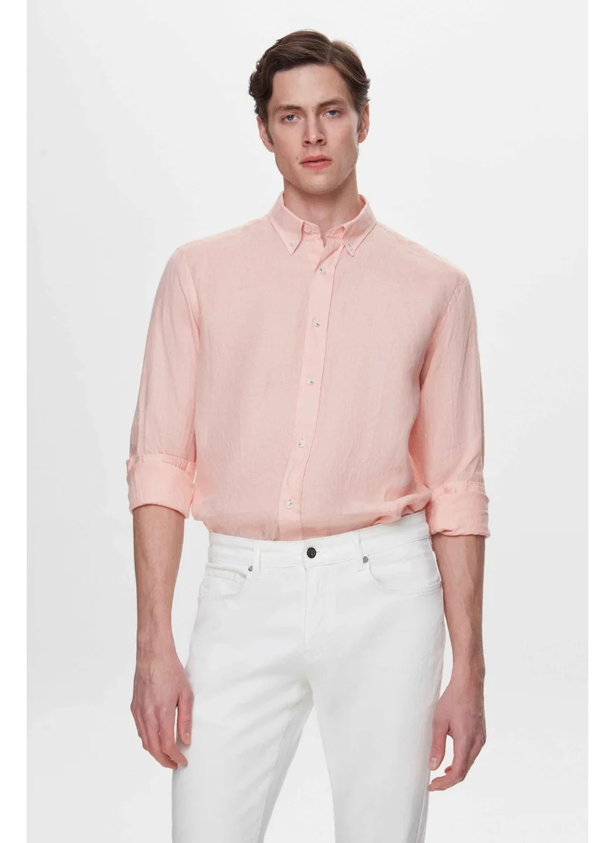 D'S DAMAT Comfort Pink 100% Linen Shirt 2HC02G803265M