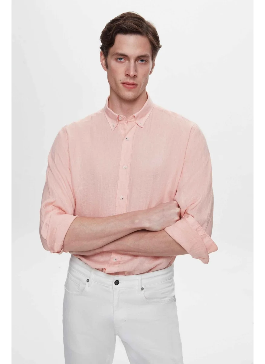 D'S DAMAT Comfort Pink 100% Linen Shirt 2HC02G803265M