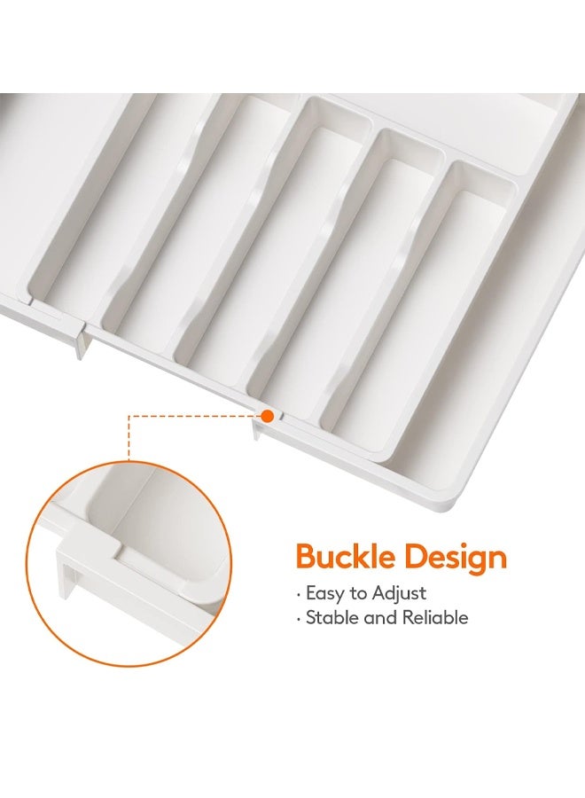Berma Baby Silverware Drawer Organizer, Expandable Utensil Tray for Kitchen, BPA Free Flatware and Cutlery Holder, Adjustable Plastic Storage for Spoons Forks Knives, Large, White  - Image 5