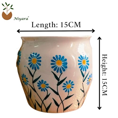 Niyara Ceramic planters pots for Indoor Outdoor Home, Garden Office Decor Balcony Planters Gamla Flower Size Small 6 inches (Ocean Bloom) - Image 5
