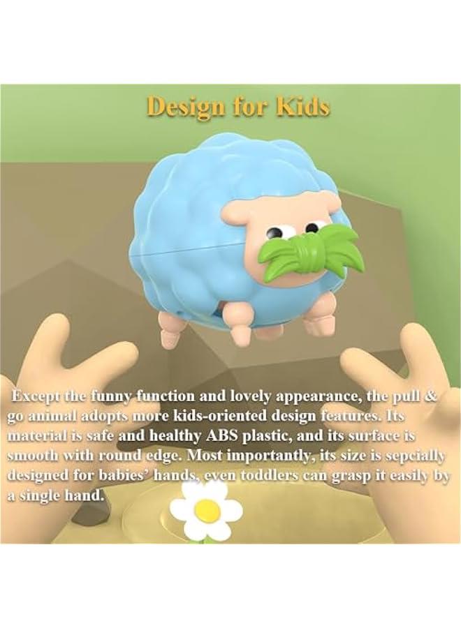 Pull  Go Animal Toy for Kids, Creative Geometric Crawling Toy Pull and Go Car Toy Pull String Sheep Toy Wind-up Car Toy Walking Animal Toy Montessori Toy for Babies (Cotton Sheep) - Image 5