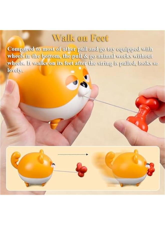 Pull  Go Animal Toy for Kids, Creative Geometric Crawling Toy Pull and Go Car Toy Pull String Sheep Toy Wind-up Car Toy Walking Animal Toy Montessori Toy for Babies (Cotton Sheep) - Image 3