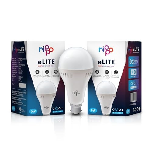 Nippo eLITE Rechargeable Emergency Inverter LED Bulb - 9W (Cool Day Light), Warranty 1 Year, Voltage Surge Protection-Pack of 2 - Image 1