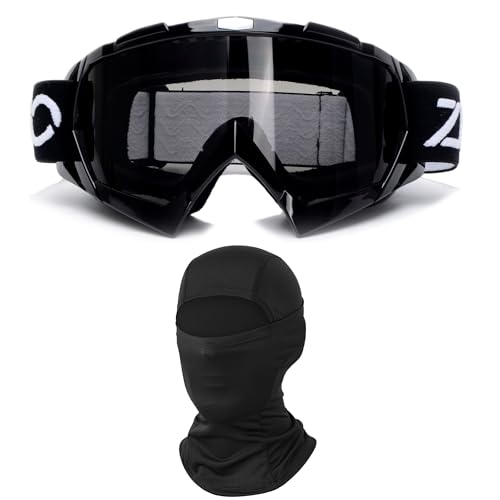 ZJNUO ATV Goggles with Balaclava face Mask for Men Women and Youth, Dirt Bike Motorcycle Motocross Riding Ski Goggles (Black Gray+Black) - Image 1