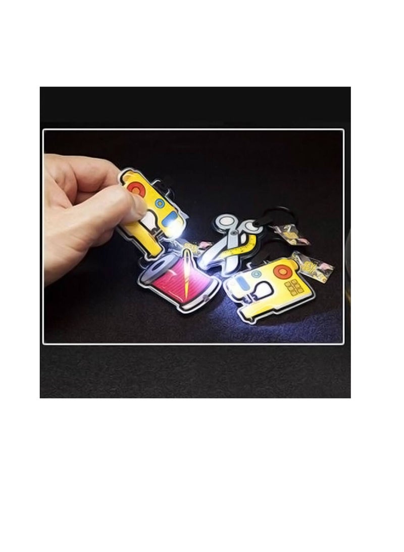 LED Light Novelty Keychain Sewing Machine Scissors & Thread Spool - Image 2