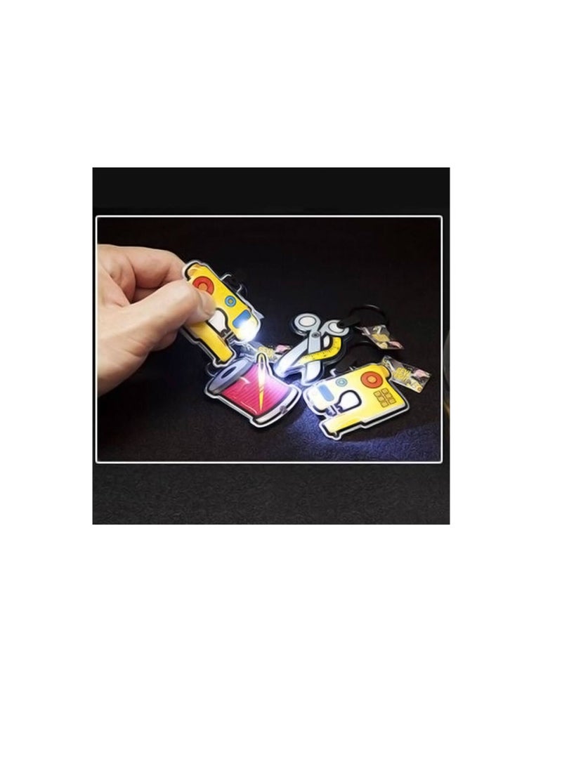 LED Light Novelty Keychain Sewing Machine Scissors & Thread Spool - Image 3