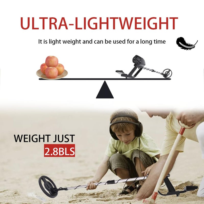 Wedigout Metal Detector for Adults & Kids, Lightweight Kids Metal Detector w/Shovel,8 Inch Waterproof Coil w/Adjustable Handle 31.5" to 41.5" for Beginner 8-12 Kids Beach Backyard for Treasure - Image 3
