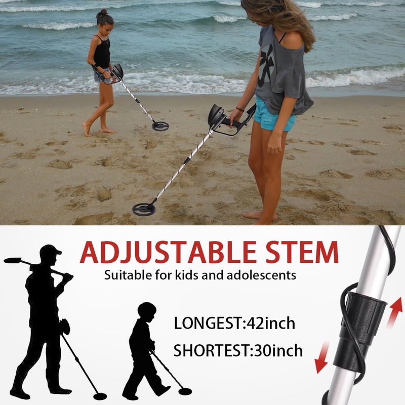 Wedigout Metal Detector for Adults & Kids, Lightweight Kids Metal Detector w/Shovel,8 Inch Waterproof Coil w/Adjustable Handle 31.5" to 41.5" for Beginner 8-12 Kids Beach Backyard for Treasure - Image 4