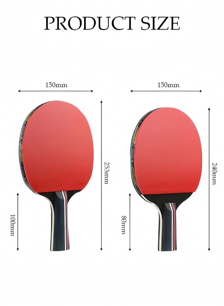 DUNISO High Performance Set, Premium Table Tennis Bat Set With Three 3-Star Ping Pong Balls, Table Tennis Bat 3-Star, 2 Pack Long Handle/Short Handle Table Tennis Bats, Great For Skill Development - Image 2