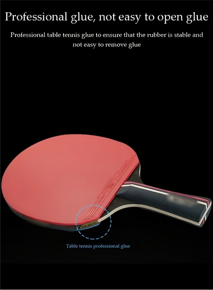 DUNISO High Performance Set, Premium Table Tennis Bat Set With Three 3-Star Ping Pong Balls, Table Tennis Bat 3-Star, 2 Pack Long Handle/Short Handle Table Tennis Bats, Great For Skill Development - Image 4