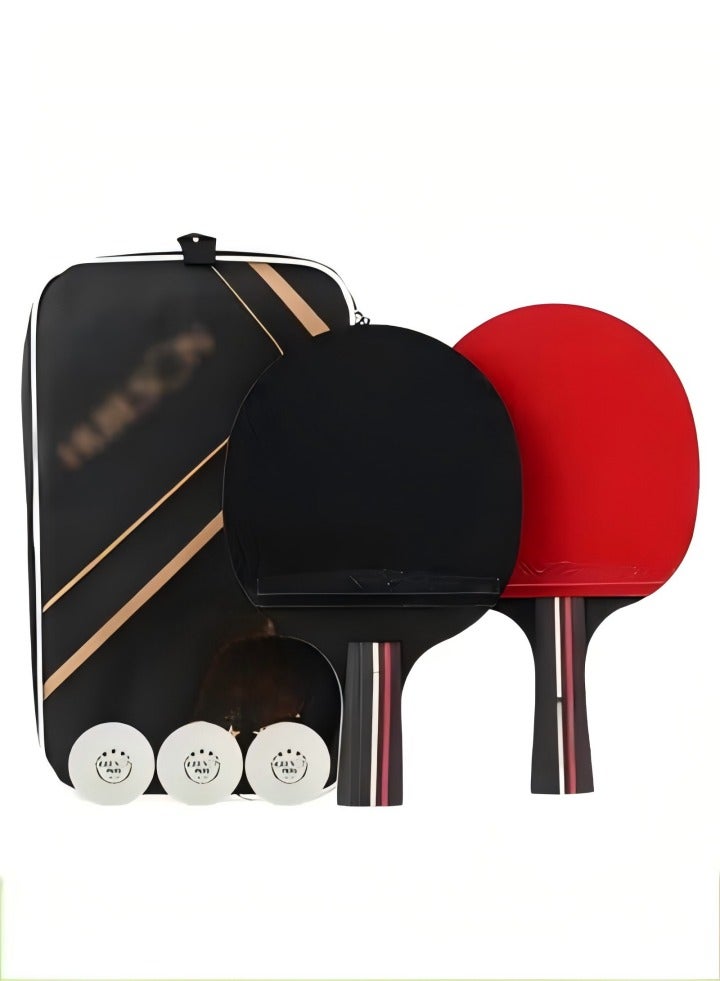 DUNISO High Performance Set, Premium Table Tennis Bat Set With Three 3-Star Ping Pong Balls, Table Tennis Bat 3-Star, 2 Pack Long Handle/Short Handle Table Tennis Bats, Great For Skill Development - Image 1